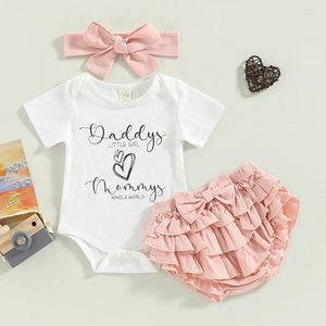 Kleidung Sets Daddys Girls Baby Kleidung geborenes Mädchen Outfit Kurzarm T -Shirt und Rüschenshorts Sommer
