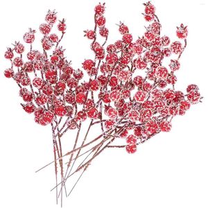 Kwiaty dekoracyjne 10 szt. Dekoracja choinki Czerwone Owoce Dekory ślubne Rośliny Sztuczna pianka