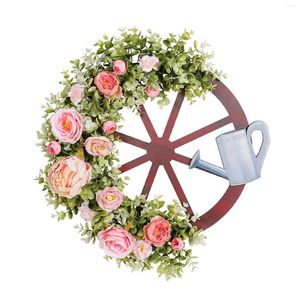 Decorative Flowers Artificial Floral Wreath Spring Front Door 46x50cm Decoration Handmade For Window Porch Multifunctional