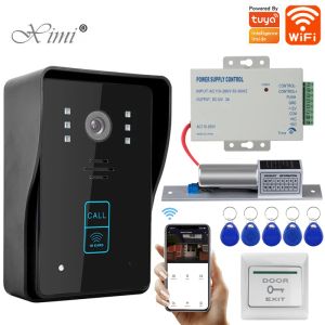 Intercom Tuya APP WIFI wireless phone video intercom doorbell camera exit switch electric door lock access control system for home.