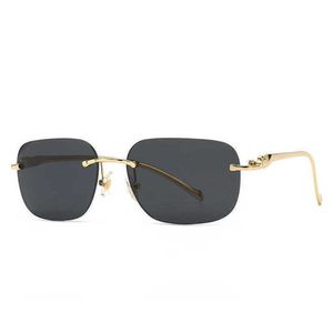 2024 Neue hohe Qualität 10% Rabatt auf Luxusdesignerin Neuer Sonnenbrille für Männer und Frauen 20% Rabatt auf 8019 Fashion Cheetah Square Frameless Metal Hot Girls Street Foto Beliebt