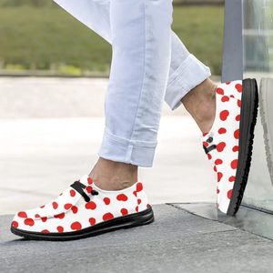 Casual Shoes INSTANTARTS Heart Print Women's Cute Simple Style Loafers Men's All-match Boat Lace-up Design Flat Driving