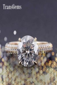 Transgems Center 4CT Moissanite Diamond Engagement Ring for Women 14K 585イエローゴールド10mm直径FカラーモイサナイトY190613607817