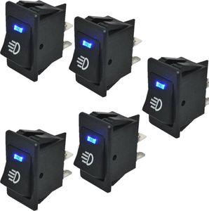 5 datorer bilrockare switch 12v 35a på av 4 -stift med blått LED -ljus universal bil dimma ljusbrytare på off instrumentbräda1697153