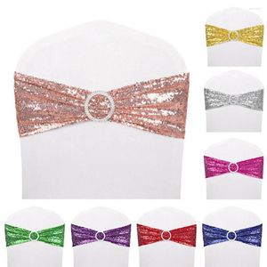 Coperture per sedie da 10 pezzi Stretch Spandex Bow Banda a fascia elastica Cravatta per il matrimonio Dinno della festa del banchetto El Banquet