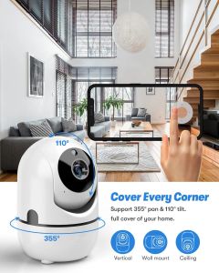 Kameras 1080p drahtlose IP -Kamera WiFi 360 CCTV -Kamera Mini PET -Videoüberwachung Kamera mit WiFi Babyphone 2MP Smart Home