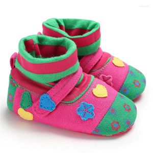 Boots Infant Baby Socks Shoes Boys Girls Flowers Heart-shaped Embroidery Winter Born Color Splicing Warm 0-18 Month A20