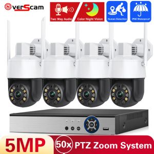 System 4K 10CH POE NVR 5MP WIFI 50x PTZ Zoom Wireless CCTV System Двухсторонний звуковая ночная камера IP -камеры камеры камеры безопасности видео