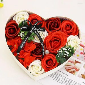 Dekoracyjne kwiaty Day nauczyciela Walentynkowe Prezent Mydło Flower Serce w kształcie serca
