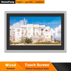 Doorbells Homefong Wired Video Intercom Monitor 10 inch Touch Screen Support AHD Doorbell Outdoor Camera Connected Motion Detection Record