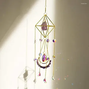 Estatuetas decorativas de suncatcher cristal boho decoração roxa gemstone sun apanhador pendurado para janelas que consome o presente espiritual Durável fácil