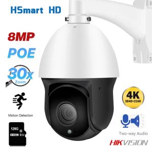 Kameror 8MP 4K PTZ 30X ZOOM Auto Focus Outdoor PTZ Speed ​​Dome Camera Audio Poe H.265 Surveillance CCTV NVR Hikvision Compatible