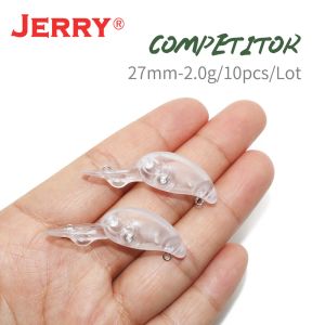 Lures Jerry -konkurrent 10st ommålad tom kropp Hårt bete ultralätt fiske lockar wobbler crang bete öring lockar enkel krok