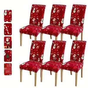 Chair Covers 4/6pcs Christmas Cover Santa Claus Elk Dining Slipcovers Elastic Restaurant For Xmas Party Banquet Home Decor