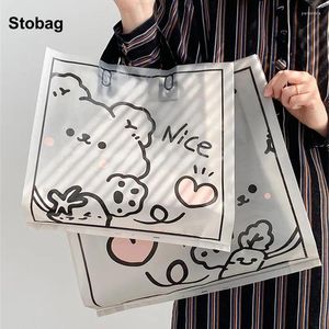 Stume di stoccaggio Stobag 50pcs tote bot trasparente cartone animato cartone animato per imballaggio carino confezionamento Logo personalizzato (tassa extra)