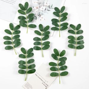 Decorative Flowers 10Pcs Green Foliage Artificial For Wedding Outdoor Party Supplies Christmas Home Bonsai Decor Plastic Plants Candy Box