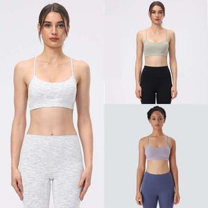 Lu Align Tanks Women Align Gym Sport Lemons Bra Sexig Y Backless Tank Top High Suppprt Fitness Spaghetti Rems Push Up Tight Underwear Lemon Woman Lady Lady