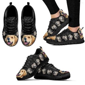 Casual Shoes INSTANTARTS Cute Golden Retriever Design Brand Fashion Sneakers Black Dog Comfort Flats Textured Print Animal