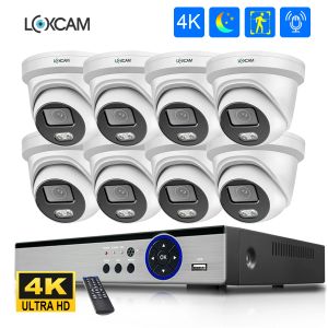 SISTEMA LOXCAM H.265+ Ultra HD 4K POE CCTV NVR Sistema 8CH 8 MP COOLORE IN INVERSO OUTDOOR Night Security Camera da videosorveglianza Audio Set