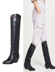 Mulheres outono botas ocidentais Suede Curate Kitten Kene Knee Boots High