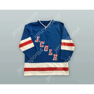 Gdsir Custom J. Cole 14 Forest Hills Drive Blue Hockey Jersey New Top ED S-M-L-XL-XXL-3XL-4XL-5XL-6XL