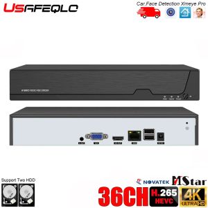 Gravador 8mp 4k 36ch H.265 NVR DVR Detecção de face Security Video Recorder Alertas de email CCTV Suporte 2 HDD 14TB Porta para Sistema de Camera IP