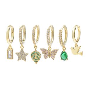 Neue heiße 3 Paare Set Ohrringe Zirkon Schmetterling Star Blatt Vogel Ohrringe Europa und Amerika beliebte Mode Frauenohrringe Schmuck Valentinstag Muttertag Geschenk SPC