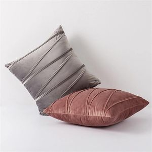 Kudde sammet randiga täcker fasta färgpress sladdband dekorera soffan hemfest mjuk fyrkantig kudde 45x45