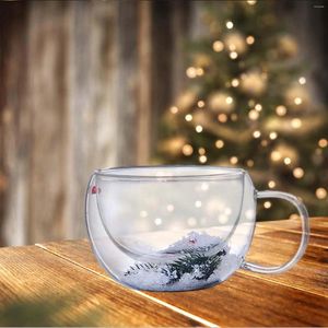 Mugs Double Wall Insulation Christmas Glasses Espresso Cups Elegant Latte Milk Kitchen Present 300ml