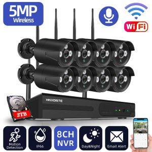 System 5MP CCTV Wi -Fi Zestaw nadzoru wideo 8ch Wodoodporne zabezpieczenia Kamera IP Kamera Wi -Fi Zestaw systemu bezprzewodowego 8 kanału NVR Zestaw NVR