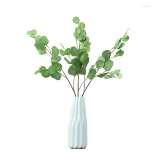 Dekorative Blumen künstliche Pflanze 3D -Druck Eukalyptus Blatt Geld Blume Home Hochzeit Dekoration Topf grün