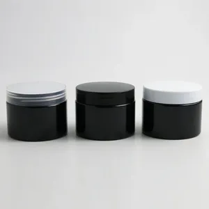 Garrafas de armazenamento 24 x 150g de recipientes de creme de cosmético preto vazios potes 150cc 150ml para embalagem de cosméticos plástico com tampa