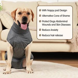 Dog Apparel Jumpsuits Pet Recovery Suit With Nappy Design Prevent Licking E-Collar Alternative After