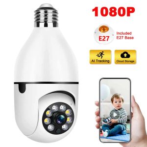 Kameras E27 WiFi -Lampenkamera 1080p Baby Pet Monitor Innenfarbnacht Auto Tracking Video Überwachung Überwachungskameras Flutlicht