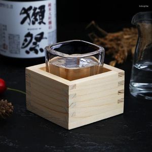 Storage Bottles Creative Glass Container Sake Wooden Cup Box Cups Drinking Supplies Personality Tiramisu Sushi Restaurant Holder