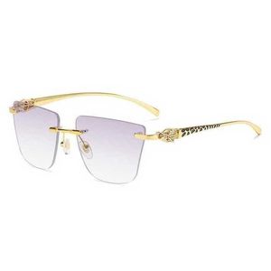 2024トップデザイナー10％オフ高級デザイナーNew Men's and Women's Sunglasses 20％オフメタルヘッドフレームレスカットエッジネットレッド同じファッションメガネ