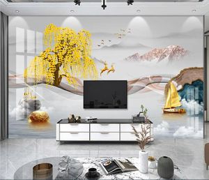 Wallpapers Custom Mural Wallpaper Art Wall Paper Living Room Chinese Ink Landscape Painting Papel De Parede 3D Home Improvement Decor