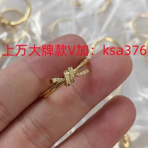 Tasarımcı Marka TFF Knot Ring 925 Saf Gümüş Kaplama 18K Gold Valley Love Ling ile Aynı Elmas İnkoven Zarif Zanaatffinish