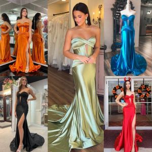 Dresses Stretch Satin Prom Dress 2k24 FitnFlare Twisted Lady Preteen Girl Pageant Gown Formal Evening Cocktail Party Wedding Guest Red C