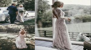 Boho Mermaid Full Lace Wedding Dresses High Neck Long Sleeves Chic Backless Bridal Dress 2018 Plus Size Sexy Country Beach Wedding8393709