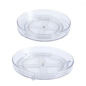 Kitchen Storage Transparent 360° Rotation Rack Round Plastic Turntable Cosmetics