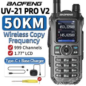 Baofeng Uv21 Pro V2 Walkie Talkie Frequenza di copia wireless 16 km a lungo raggio Typec Radio Ham CB Uv5r Uv17 240326