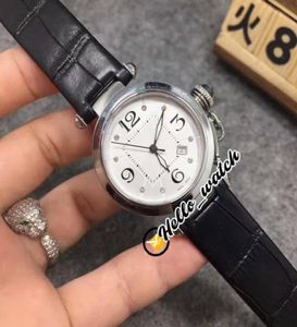 Moda Yeni Paşa C 34mm WJ11902G Beyaz Dial Swiss Kuvars Kadınlar Safir Çelik Kılıf Siyah Deri Kayış Bayanlar Hell2886821