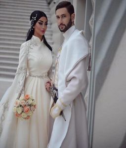 Brilliant Ball Gown Muslim Wedding Dresses With Long Sleeve High Neck Appliques Abric Dubai Vestido de noiva Wedding Gowns Long Tr4614860