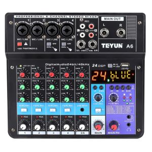 Mixer wireless a 6 canali mixer mixer portatile sound mixing console USB Input computer input per computer 48 V Phantom Monitor Registrazione