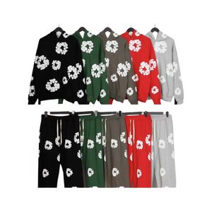 Men'sflower Tam Baskı Trailtsits American Pantolons Baskı Yüksek Sokak Trendi ve Kadınlar Günlük Korse Swearpants Street Giyim Kazak Pantolon Seti