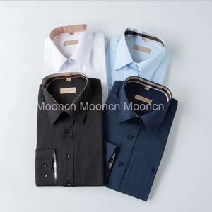 Designer Luxury Mens Dress Shirts Business Casual Long Sleeve Shirt Spring Autumn Regular Fit Flex Collar Stretch Solid Wrinkle-Free Shirts For Mens