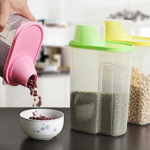 Storage Bottles 1.9L / 2.5L Plastic Food Box Sealed Jar Can For Kitchen Grain Dried Fruit Snack Cereal Dispenser With Pour Lid Container