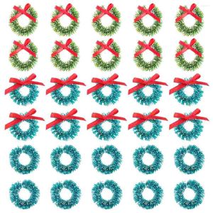 Flores decorativas 30 PCs Christmas Mini Wreaths Wreaths Crafts decoração ornamento sisal seda pendurada