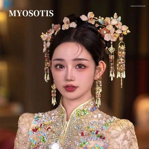 Hair Clips Bride Xiuhe Headdress Light Color Chinese Classical Bell Hanfu Wedding Accessories